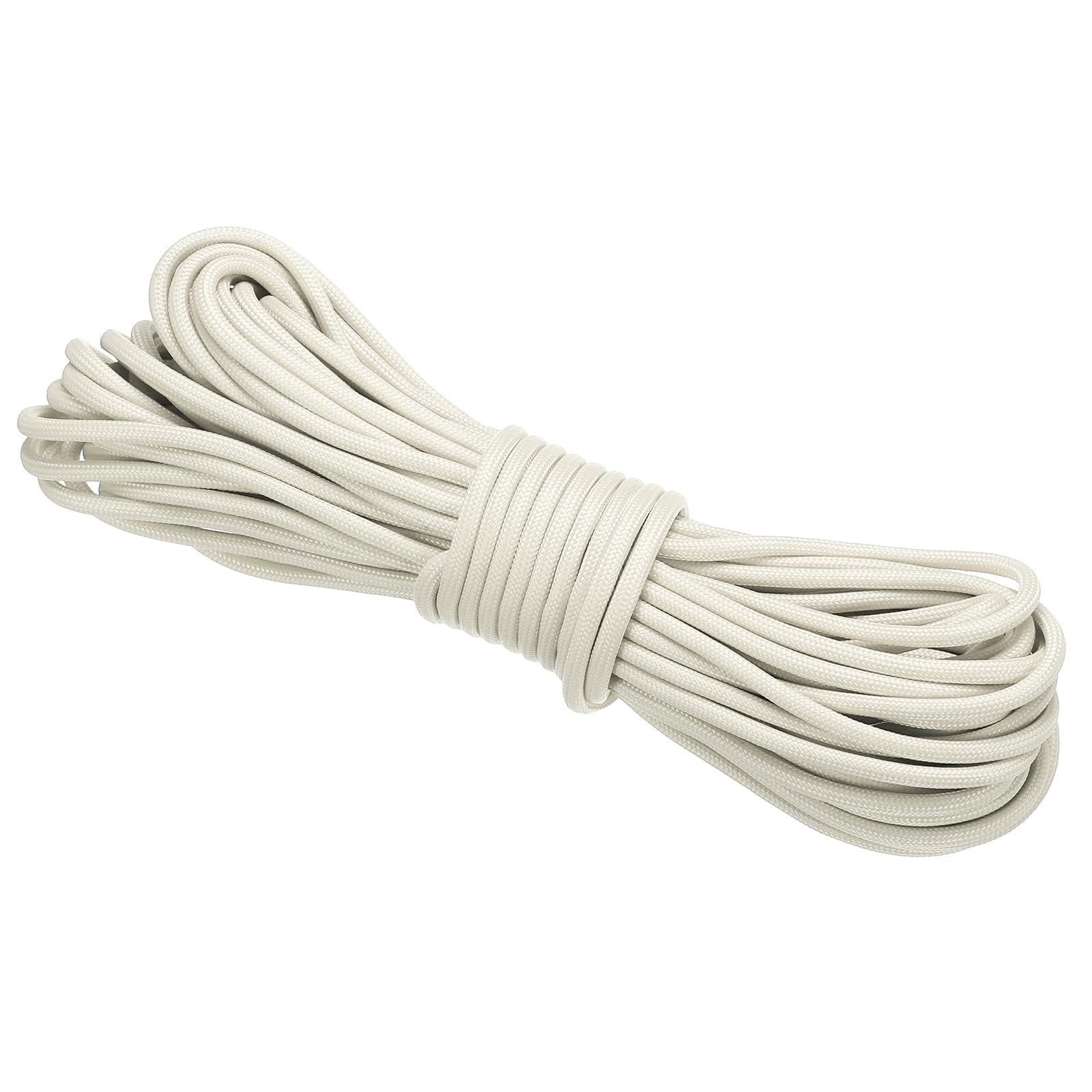 PATIKIL 50 Feet Glow in the Dark Paracord, 4mm Camping Paracord Rope 9-Strand Type 550lb Nano Cord Paracord for Camping Tent Tarp Hiking, White