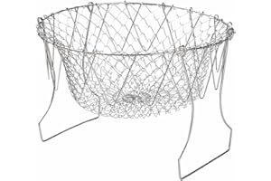 Stainless Steel Frying Basket Foldable Kitchen Strainer 304 Grade Medium Mesh Oil Filter Vegetable Washer Chip Fryer Durable 