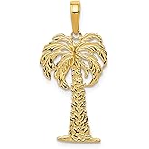 Solid 14k Yellow Gold Palm Tree Pendant (27mm x 13.5mm)