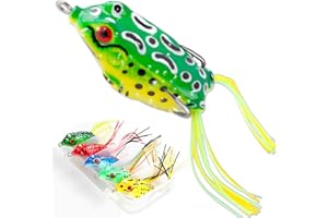 CASTSTRIKE Topwater Frog Lures for Bass Fishing, 5 Pack Soft Hollow Body Weedless Frog Bait, Realistic Swimming Action, High Hookup, Crankbait for Freshwater Fishing, Includes Tackle Box