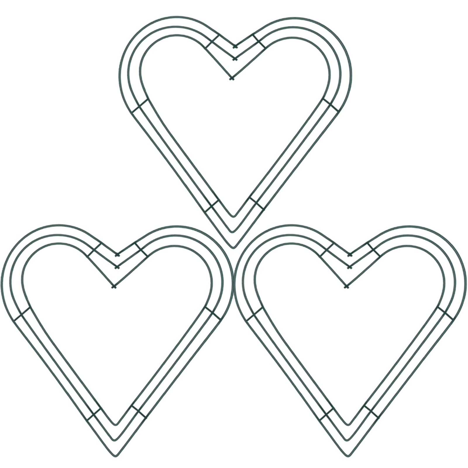 3Pc Green Christmas Wire Wreath Rings 12 Inch Heart Metal Wire Wreath Frame,Wire Wreath Making Rings Base Wire Wreath Form for Xmas Door/Wall Decor DIY Crafts,New Year Christmas Wreath Making Supplies