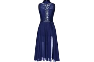 HULIJA Women Lyrical Dance Dress Shiny Sequin Contemporary Modern Dance Costumes Flowy Balllet Leotard