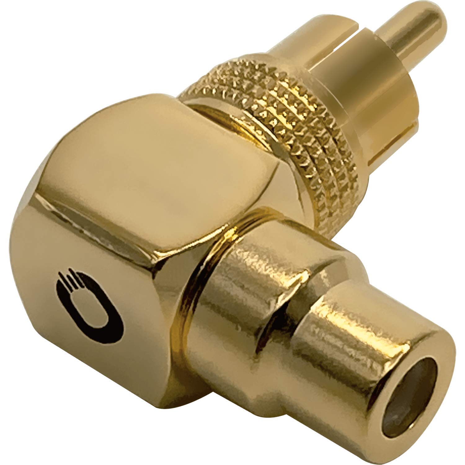 Oehlbach Sound-AD 90 Angled Adaptor RCA 90° (Angled Plug to RCA Coupling) 24 Carat Gold-Plated High Contact Safety Pack of 2