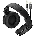 Thore Q90 Over Ear iPhone Headphones with Lightning Connector - Closed Back Studio DJ Monitor Earphones with 50mm Neodymium Drivers and Apple MFI Certified Cable (Black)