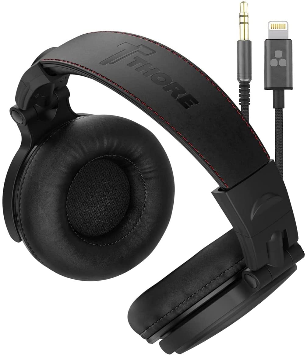 Photo 1 of *UNTESTED*
Thore Over-Ear iPhone Headphones with Lightning Connector – Closed Back Studio DJ Monitor Earphones w/Apple MFI Certified Cable (50mm Neodymium Drivers, V200 Black)