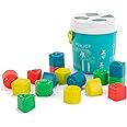 Miniland Feel to Learn Turquoise Shape Sorting Bucket for Children from 1 to 2 Years. 16 Multicolored Pieces with Different Shapes. Made in Spain with ECO Materials