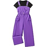 Ecolala Girls Overalls Short Sleeve Top and Casual Wide Leg Jumpsuit 2 Pieces Outfits