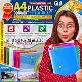 G4GADGET 5 Assorted Color A4 Popper Wallets Clear Plastic Folders view 2