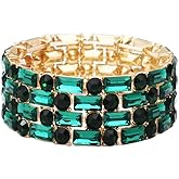 QLLYHLH Brides Bridesmaid Stretch Bangle Bracelet Austrian Crystal wedding Party costume Events Accessories for woman