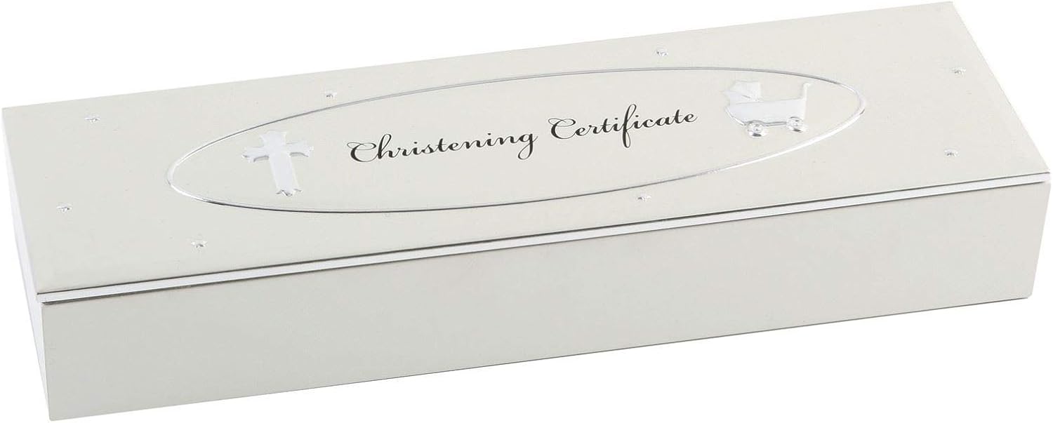 Baby Christening Gift. Velvet Lined Certificate Holder Box