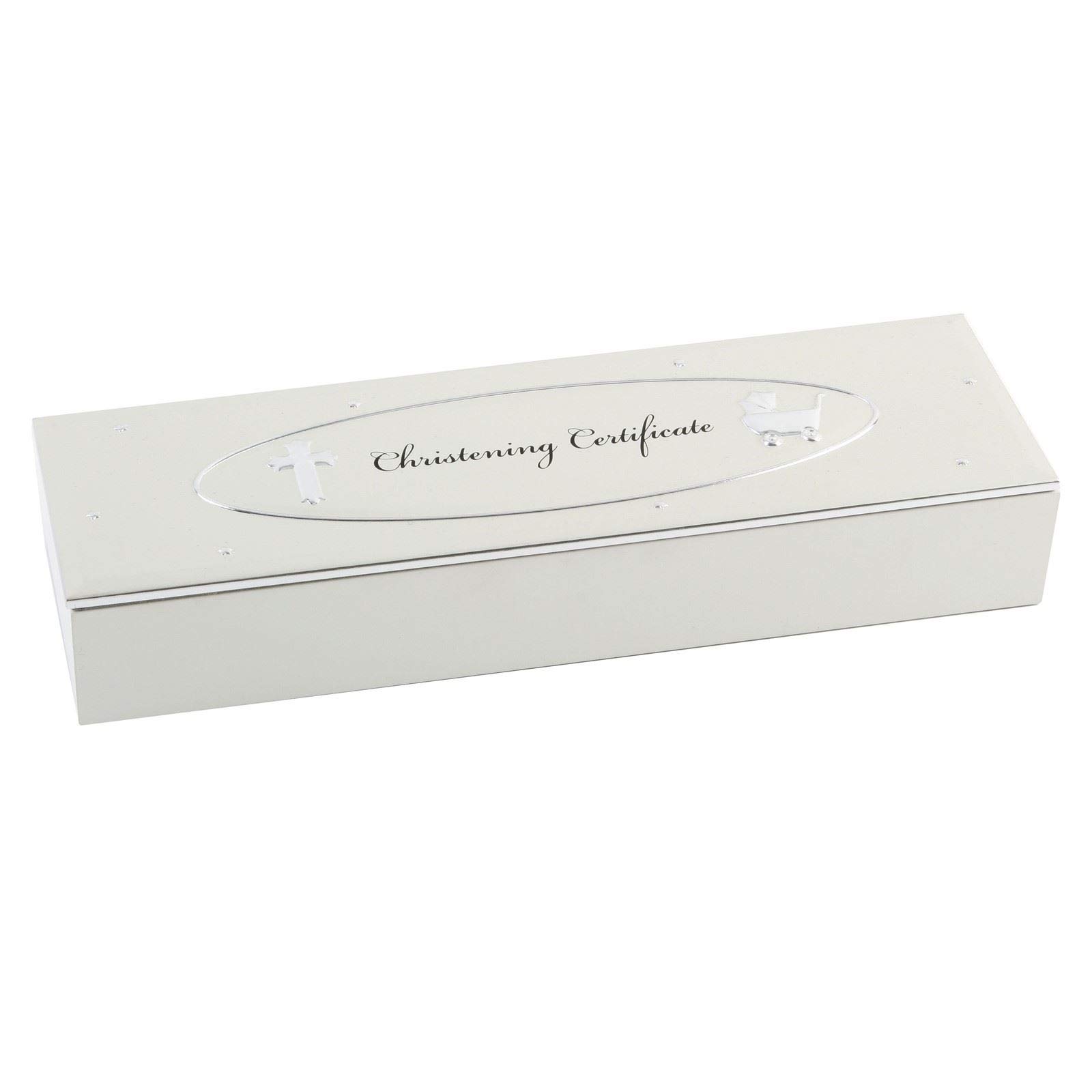 Baby Christening Gift. Velvet Lined Certificate Holder Box