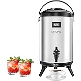 VEVOR Insulated Beverage Dispenser, 2 Gal/7.6L Stainless Steel Thermal Drink Server with Spigot & Temp Display, Suitable for Hot and Cold Drinks, for Tea Coffee Water in Cafes & Restaurants, Silver