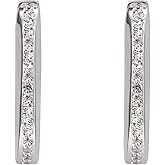 Daisy Fuentes Silver Tone Oval Huggie Earrings with CZ Stones