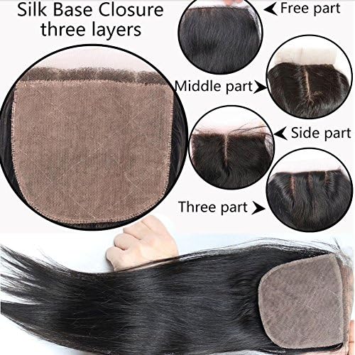 Youth Beauty® Free Part Straight Silk Base Top Closure Bleached Knots Free Part 4"*4" Brazilian Virgin Silky Straight Human Hair Closure 14"