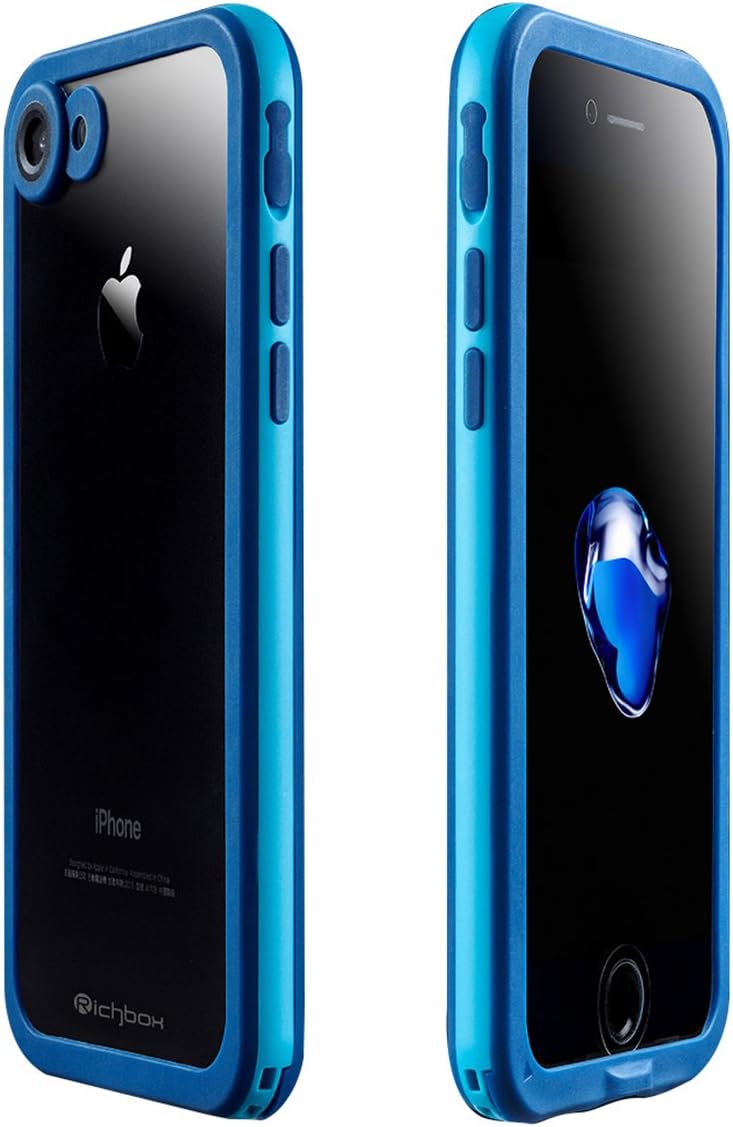 iPhone 7 Waterproof Case, Richbox ShockProof IP68 Certified With Touch ID SandProof Dust Snow Proof Full Body Waterproof Cover for iPhone 7 (4.7 inch) (Blue)