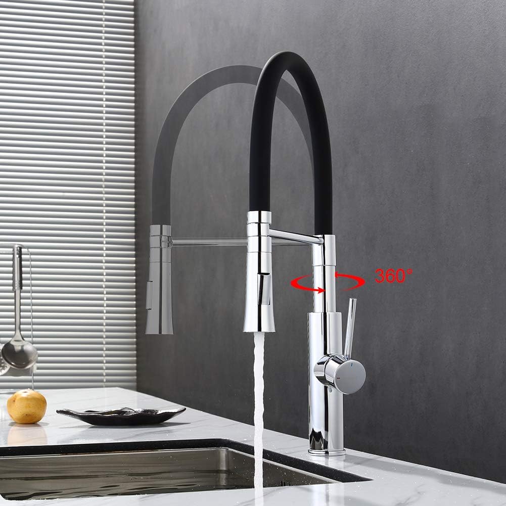 Ibergrif, Semipro Kitchen Tap with Flexible Spout, Pull out Sink Mixer