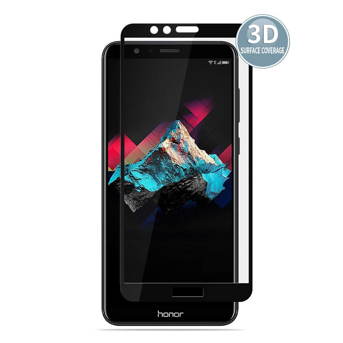 E-Hamii Screen Protector compatible with Huawei Honor 7X [Black],[High Definition][Anti Scratch],3D Tempered Glass,[Sensitive Response][ Bubble-free Installation]