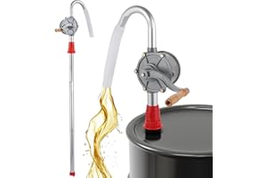 DASBET Oil Barrel Pump Aluminum Rotary Hand Crank Drum Pump Manual Barrel Oil Pump Hand Cranked Fuel Transfer Pump Fit 5 to 55 Gallon Drums Drum Pump for Diesel Gasoline Kerosene Fuel Transfer