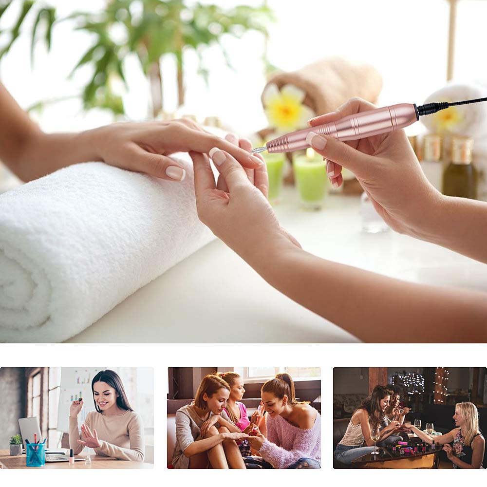 20000 RPM Nail Drill,Compact E file Electric Manicure Pedicure Polishing Acrylic Nail Drill for Home Use or Beauty Salon, Gold: Beauty