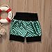 Baby Girls Short Sleeve Bodysuit + Mermaid Shorts + Headband 3PCs Clothes Set (Green, 80(3-6M))