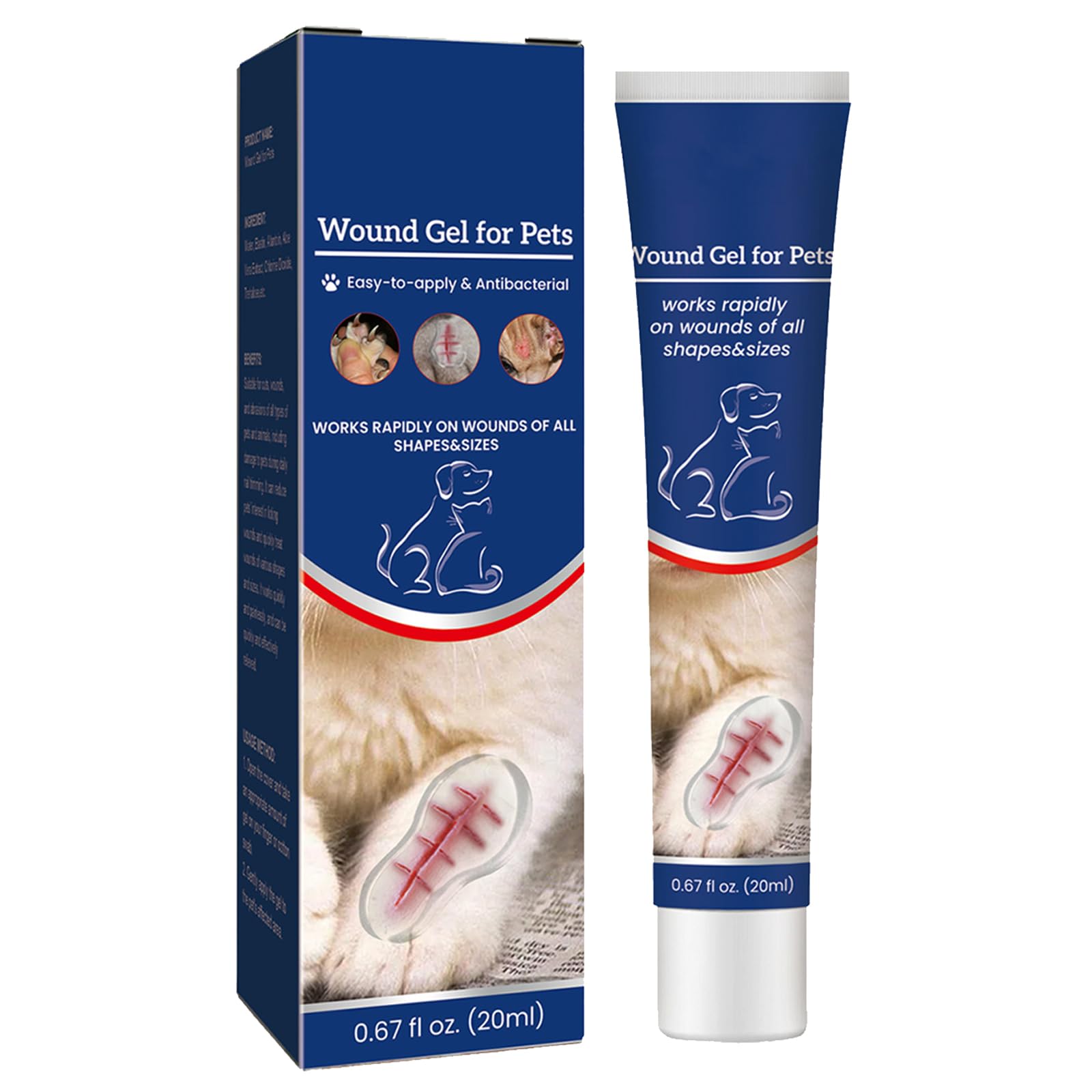 KOAHDE Waterproof Pet Wound Skin Care,Pet Liquid Bandage,Pet Wound Care Gel,Waterproof Bandage For Pet,Dog Cat Gel Bandage Plasters,Pet Waterproof Protective Wound Healing Gel,20ML,1PC