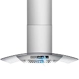 30 inch Wall Mount Range Hood, 1200 CFM with 4-Speed Gesture Sensing & Touch Control, Stainless Steel Kitchen Stove Vent Hoods with 2 LED Lights, Time Setting, Dishwasher-Safe Baffle Filters