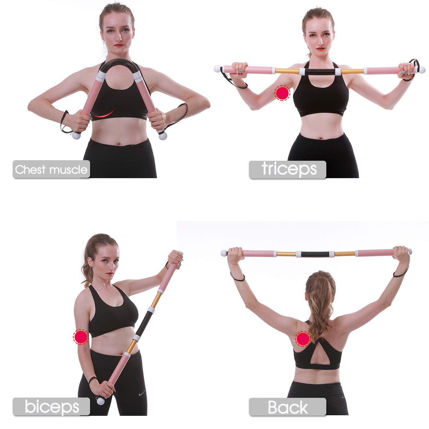 KimFit Arm Workout Equipment - Upper Body Exercise for Women Tones Strengthens Arms Biceps Shoulders Chest, at Home Fitness,Stretching, Strength Training, Physical Therapy Pink