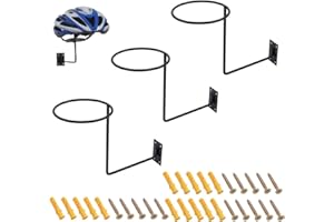 PGCOKO 3 Pack Motorcycle Helmet Holder, Metal Wall Mounted Helmet Hanger Multifunctional Helmet Rack for Jacket, Coats, Hats, Bike Helmet, Motorcycle Accessories