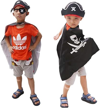Amazon Ccinee ハロウィン 子供 海賊 衣装 仮装 3点セット マント 帽子 ゴーグル コスプレ コスチューム なりきり 男の子 女の子 舞台服 演出服 キッズコスチューム おもちゃ