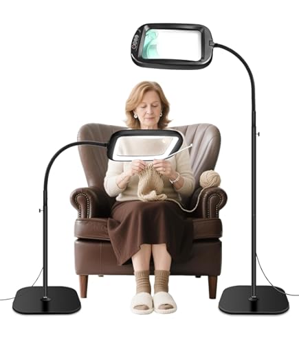 Loupe 10x Avec Lumière Et Support, Lampe Veemagni 2200 Lumens Avec Base Roulante à 5 Roues, 5 Modes De Couleur, Loupe Lumineuse à Intensité Variable Pour Esthéticienne, Visage, Salon De Beauté