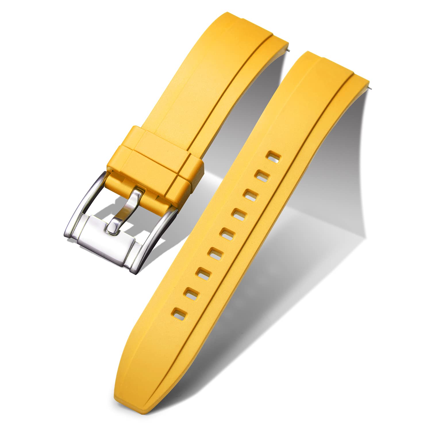 BINLUN Quick Release Silicone Watch Strap Replacement Rubber Watch Band 18mm 19mm 20mm 21mm 22mm 24mm Smartwatch Straps for Men and Women Waterproof Sport Watchbands (24mm, Yellow)