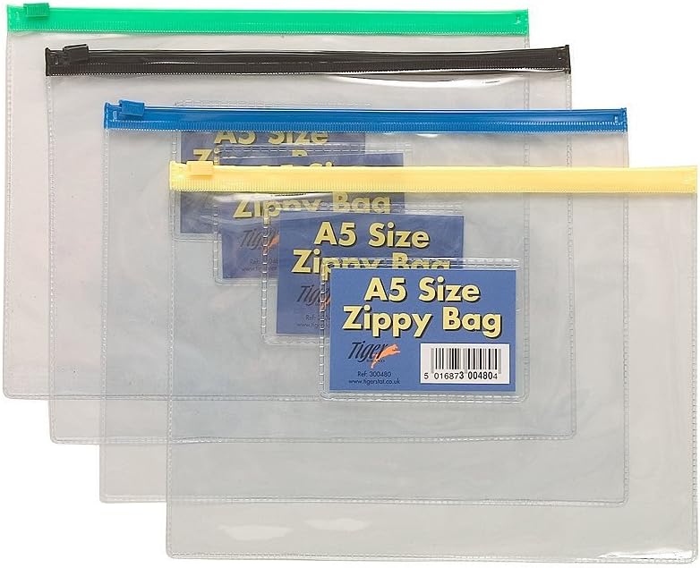A5 Zip / Document Wallets. Flipfile Pack of 5 Assorted Colours.
