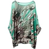 Women's Bohemian Style Summer Beach Lagenlook Top Kimono Loose Waterfall Chiffon Kaftan Poncho Shirt
