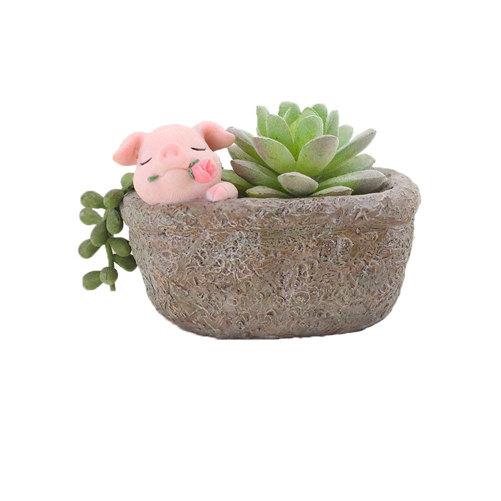 Photo 1 of Youfui Cute Pig Gift Home Decor Pot, Succulent Planter Flowerpot Decor for Home Garden Office Desk Ormament, Fairy Garden Gift for Women Men