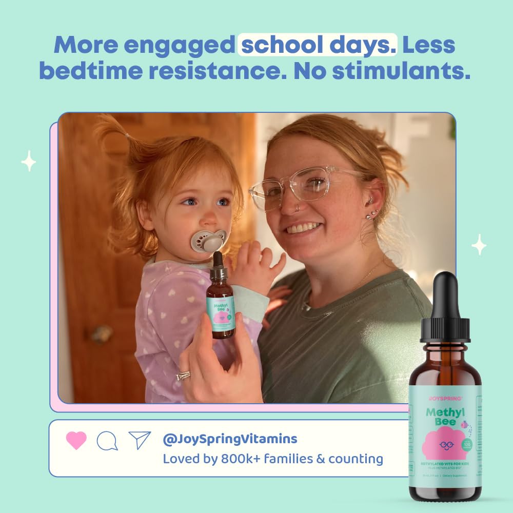 JoySpring Methylfolate for Kids | 5-MTHF Plus Methyl B12 with B6 (P5P) - MethylBee - MTHFR Supplement Kids B12 Vitamin | Folinic Acid Alternative | Berry Lemonade Drops | 30 Servings
