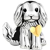 KunBead Puppy Cute Dog Gold Heart Bead Birthday Charms Compatible with Pandora Charm Bracelet for Women