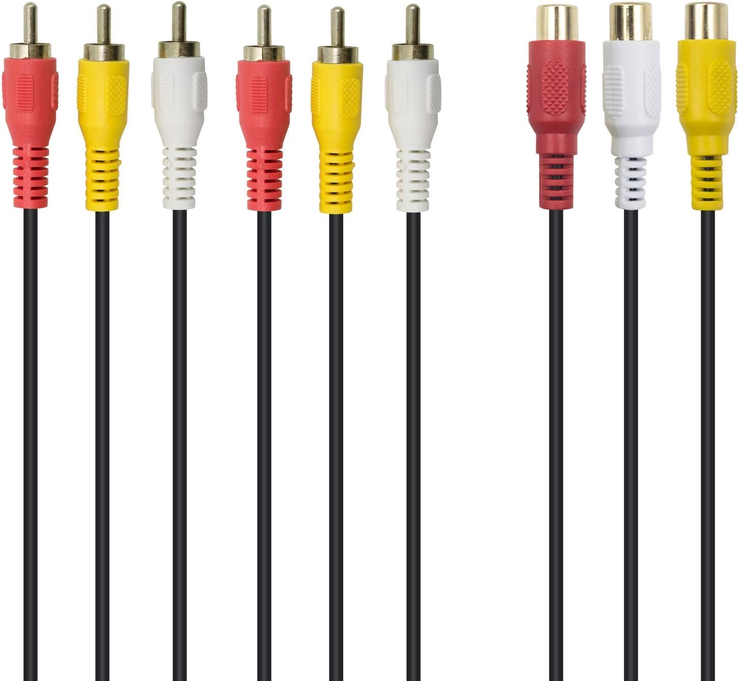 Duttek RCA Splitter Cable, 3 RCA Female Jack to 6 RCA Male Plug RCA Y Splitter Extension Audio Video AV Adapter Cable 30cm/11.8 Inch - Image 3