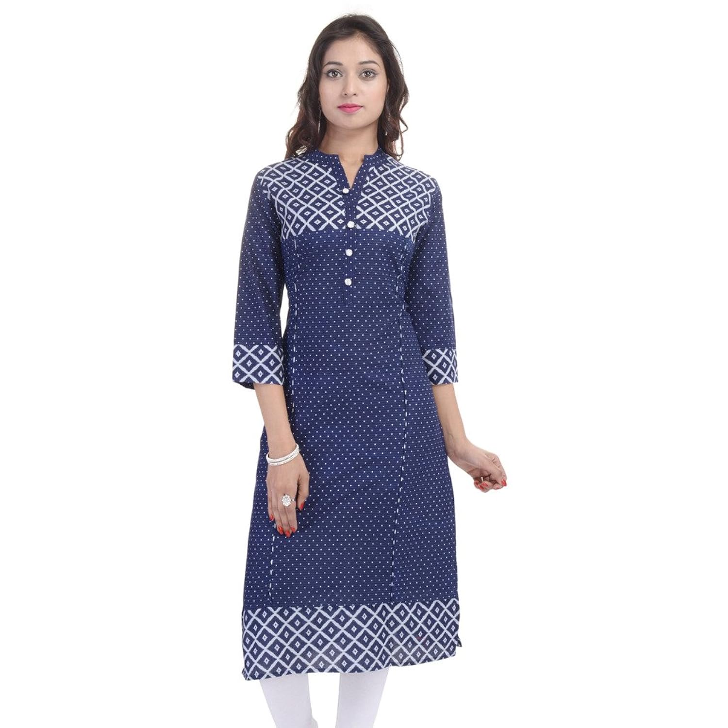 bluepocket women's cotton straight kurti (blue)