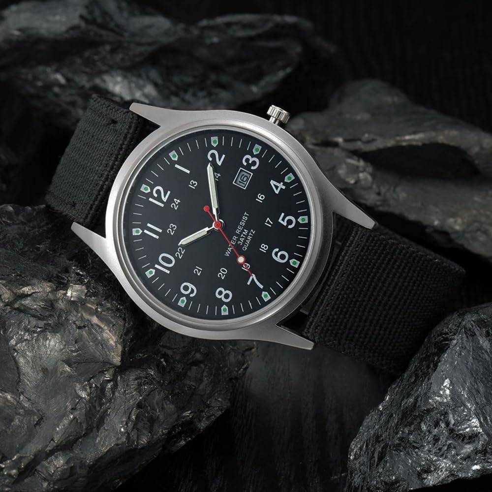 Reginald Mens Watches Unisex Military Watches Sport Nylon Strap Stylish Luminous Fashion Watches Analog Quartz Watches for Men Army Wristwatch