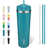 BJPKPK 34oz Tumbler With lid And Straw Stainless Steel Travel Coffee Mug Insulated Tumblers Cups,Laguna