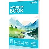 Hapikalor Watercolor Paper Pad, 9"x12" Water Color Paper, 140lb/300gsm Teal | Artist Painting Drawing Paper Book, Art Supplies for Adults Kids, Watercolors, Watercolor Paint Set, Sketch Book, Journal
