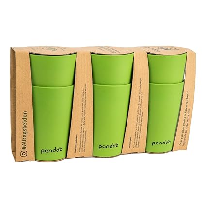 pandoo Bambus Trinkbecher 6er-Set - BPA-frei & lebensmittelecht - Picknick & Camping Geschirr