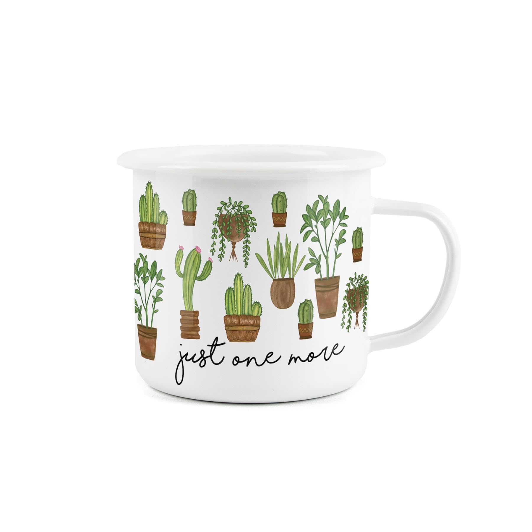 Enamel Camping Cactus Mug - Just One More Cactus Novelty Durable Hot Drinks Outdoor Cup for Travel Picnics Home Hiking