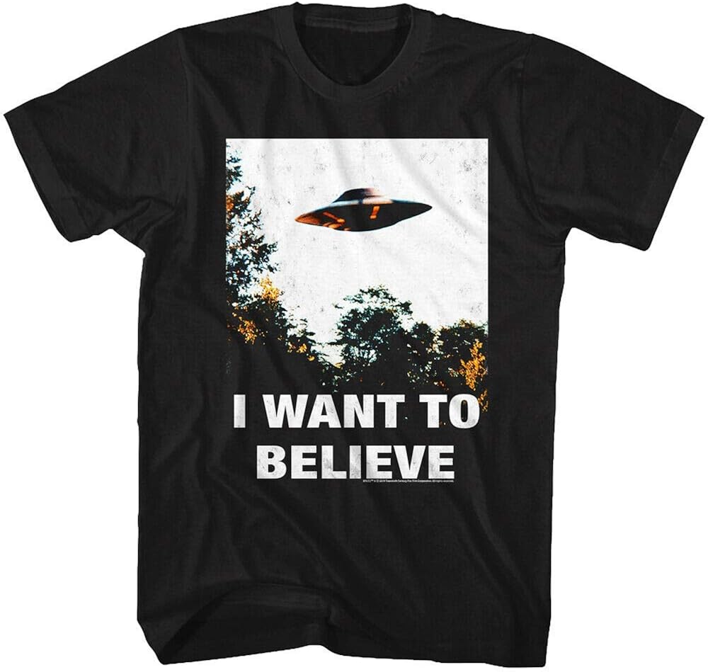 The X Files I Want to Believe Poster T Shirt Mens Licensed TV Show UFO Tee Black Amazon.co.uk