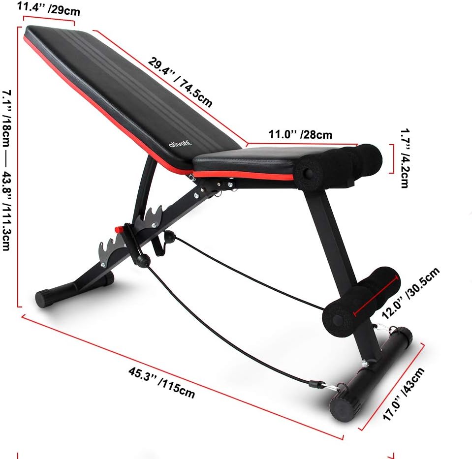 Ativafit Adjustable Weight Bench for Full Body Workout Multi-Purpose Utility Weight Bench Foldable Flat Bench Press for Home Gym… (Black) : Sports & Outdoors