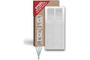 Fits 14x30 Duct Opening | Steel Return Air Filter Grille by Handua [Removable Door] for 1-inch Filters | Vent Cover Grill | White | HVAC Cold Air Intake Grille | Out Dim: 16 5/8"W X 32 5/8"H