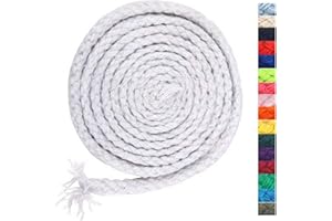 ALICE CATHERINE 5mm * 295ft Macrame Cord Natural Cotton Rope 8 Strand Braided Cotton String for Craft Knitting Thread for Wall Hanging and DIY Crafts(WT)