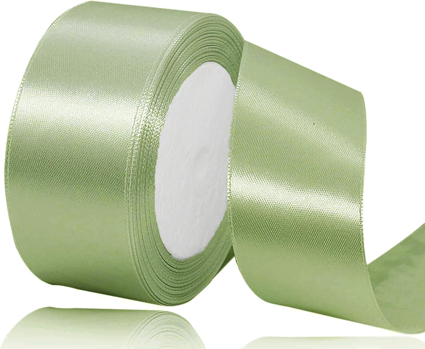 Sage Green Satin Ribbon 40mm, 22 Meters Sage Green Fabric Ribbons for Gift Wrapping, Crafting, Hair Bows, Sewing, Wreaths, Cakes, Wedding Party and Christmas Decoration — image 1