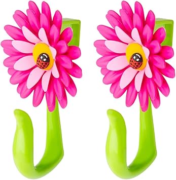 VIGAR Flower Power Türhaken Badezimmer 2 Stück, Kunststoff, Rosa