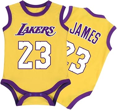 GHQ-Newborn Camisetas NBA Niños Los Angeles Lakers NO.23 Lebron James Regalos Originales Niños para los Recién Nacidos,Yellow-1,66CM(3-6Months): Amazon.es: Deportes y aire libre